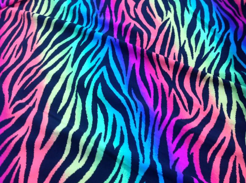 Zebra Druck Elasthan Tactel Regenbogen Farbe von ThefabricplaceShop