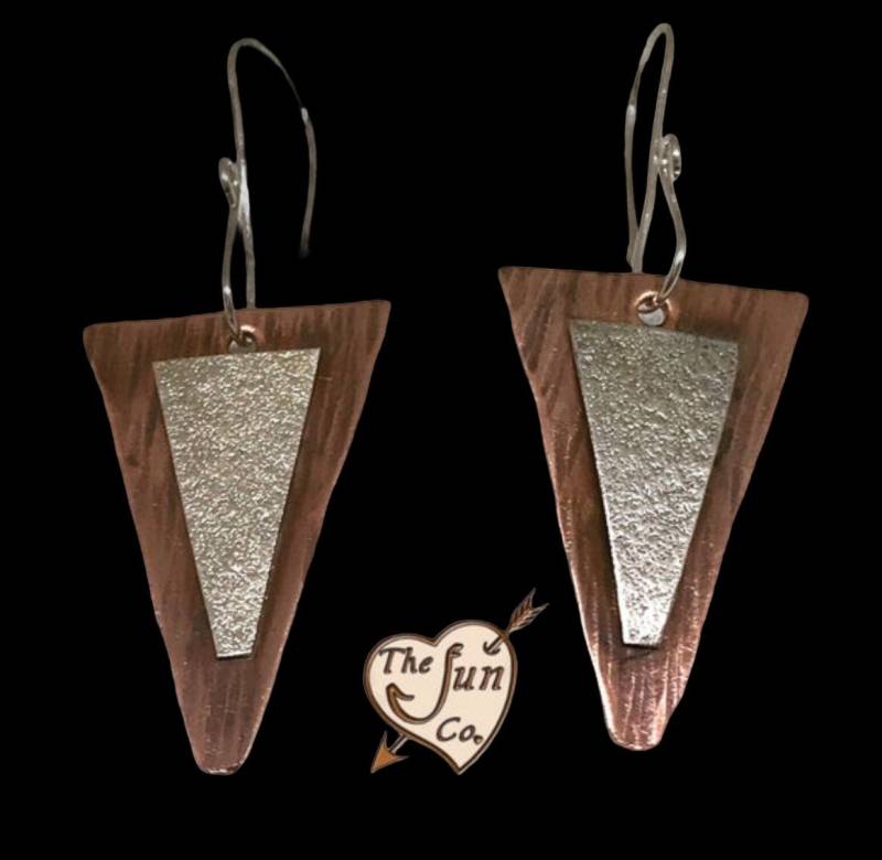 Einzigartige Kupferohrringe/Handgefertigte Kupfer - Und Silberohrringe Leichte Sterling-Ohrring Mutterohrringe von Thefuncompany