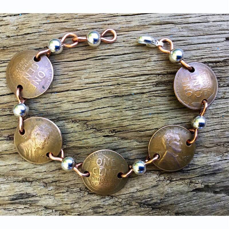 Münze Schmuck/Runde Pfennig Armband/Kupfer Weizen Armband/Handgemachte Armband/Weizen Armband/Einzigartiges Armband von Thefuncompany