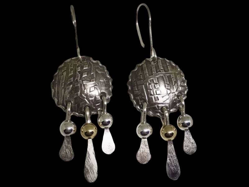 Muttertag Gold Und Silber Feder Ohrringe/Silber Designer Ohrringe/Handgefertigte Ohrringe Mit Gold/Einzigartige Ohrringe/Gemusterte von Thefuncompany