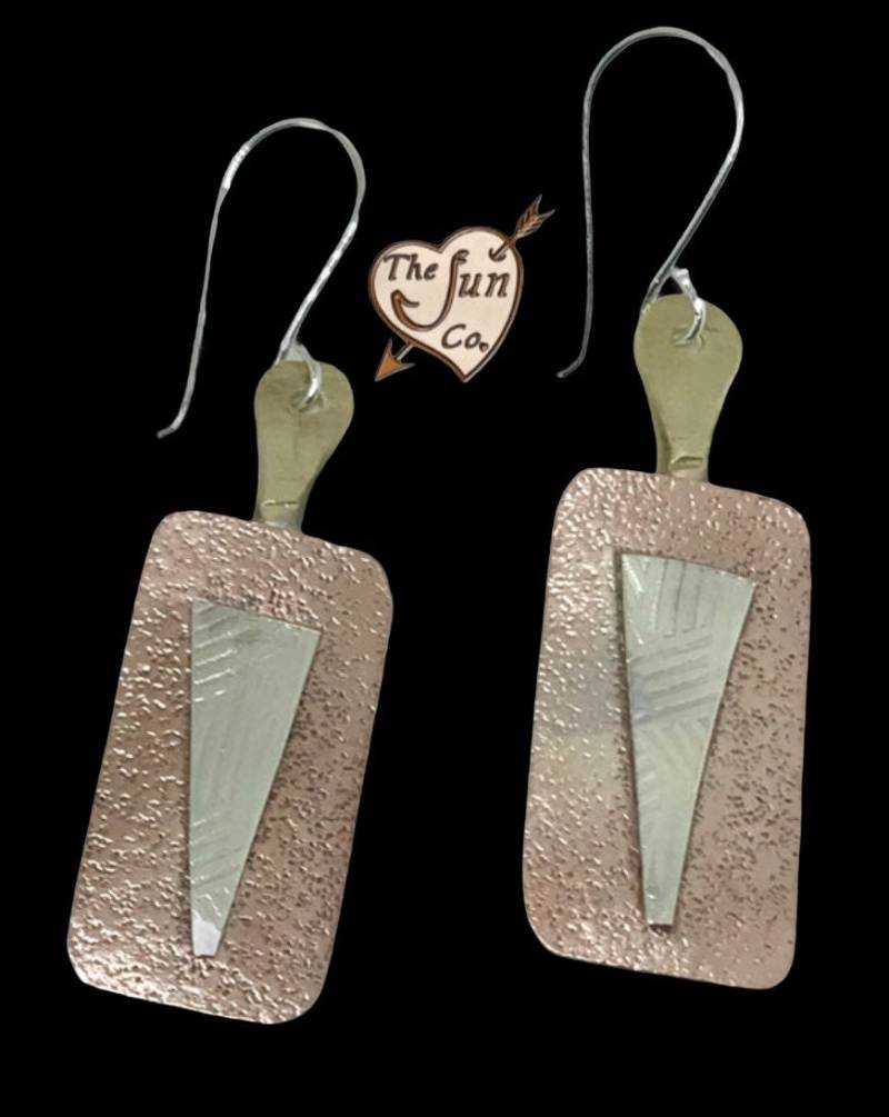 Tri-Metal Ohrringe/Kupfer, Messing Und Silber Handgefertigte Kupfer Leichte Clip-Ons Einzigartige Ohrhänger von Thefuncompany