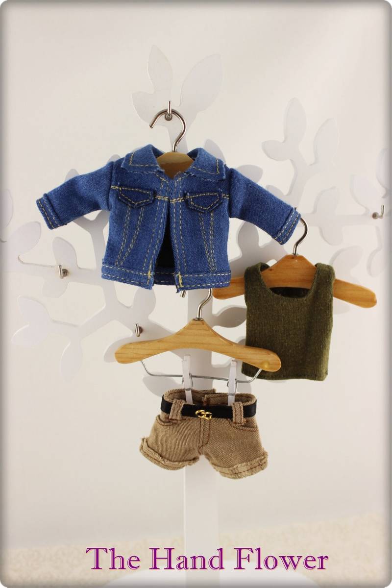 3 Teile Jeans Denim Blythe Kleidung Set Für Puppe von Thehandflower