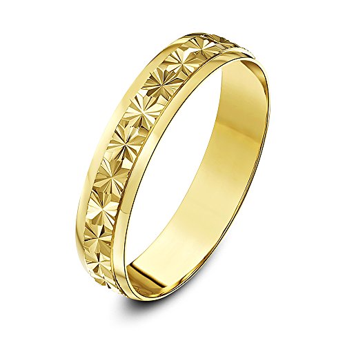 Theia Ehering 9 Karat Gelbgold Heavy Weight - Design mit mittigen Sternen, D-Form, 4mm - Größe 69 (22.0) von Theia