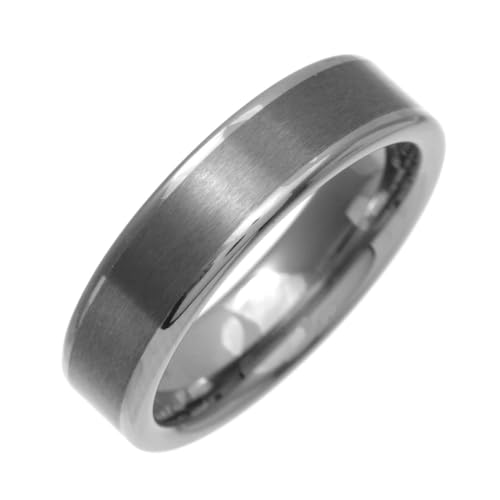 Theia Ring Nickelfrei Wolfram Flach ovale Form Mattierte Mitte 6mm - Größe 57 (18.1) von Theia