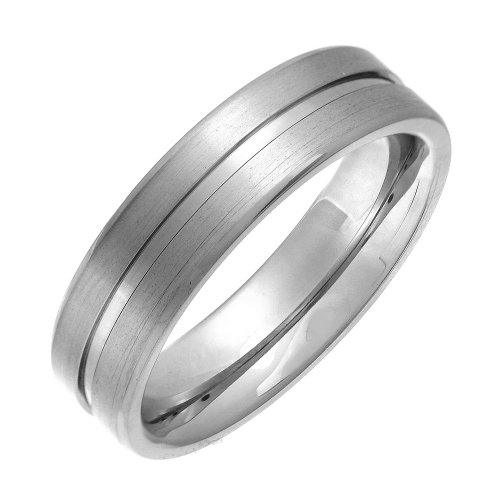 Theia Ring Titan Flache Form Matt, gerillt 6mm - Größe 61 (19.4) von Theia