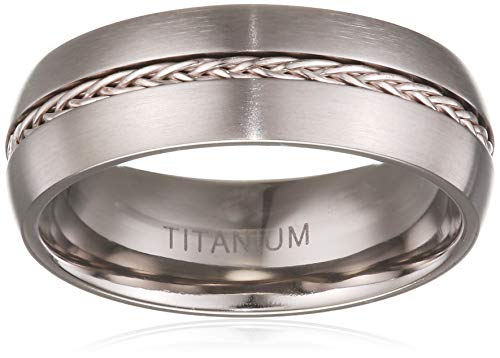 Theia Ring Titan und Silber Intarsie Court Matt Kette 8mm - Größe 66 (21.0) von Theia