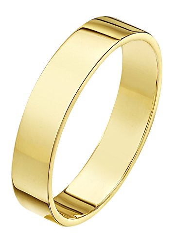 Theia Unisex Ehering 18 Karat Gelbgold, Sehr massive flache Form, poliert, 4mm - Größe 58 (18.5) von Theia