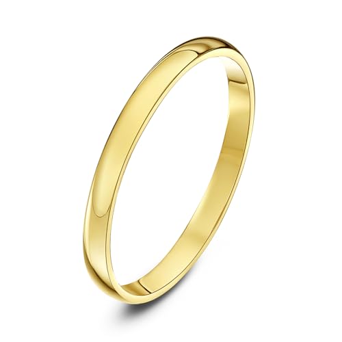 Theia Unisex Ehering 9 Karat Gelbgold, Massive D-Form, poliert, 2mm - Größe 58 (18.5) von Theia