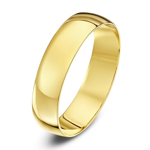 Theia Unisex Ehering 9 Karat Gelbgold, Massive D-Form, poliert, 5mm - Größe 71 (22.6) von Theia