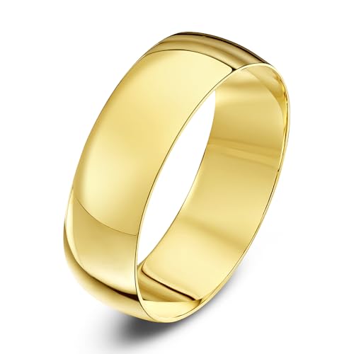 Theia Unisex Ehering 9 Karat Gelbgold, Massive D-Form, poliert, 6mm - Größe 73 (23.2) von Theia