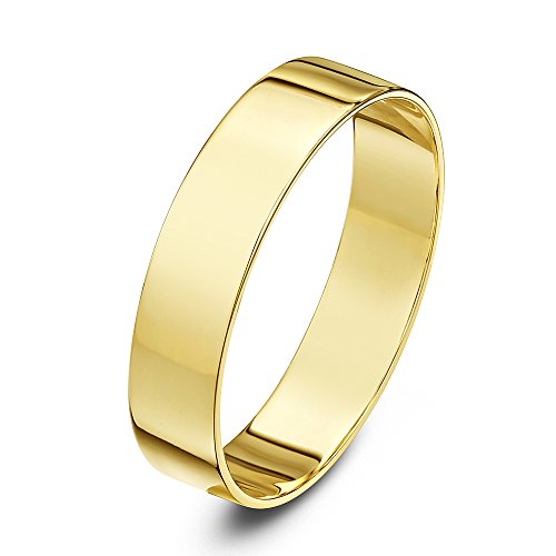 Theia Unisex Ehering 9 Karat Gelbgold, Massive Flache (gerade) Form, poliert, 5mm - Größe 65 (20.7) von Theia