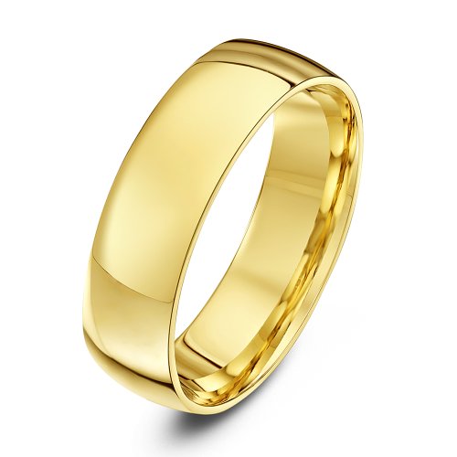 Theia Unisex Ehering 9 Karat Gelbgold, Massive Ovale Form, poliert, 6mm - Größe 57 (18.1) von Theia
