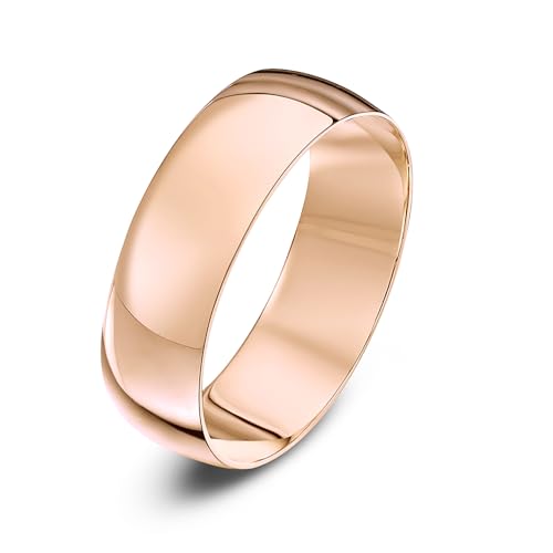 Theia Unisex Ehering 9 Karat Roségold, Massive D-Form, poliert, 6mm - Größe 58 (18.5) von Theia