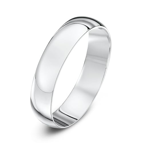 Theia Unisex Ehering 9 Karat Weißgold, Massive D-Form, poliert, 4mm - Größe 53 (16.9) von Theia