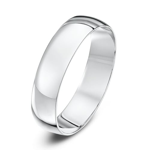 Theia Unisex Ehering 9 Karat Weißgold, Massive D-Form, poliert, 5mm - Größe 66 (21.0) von Theia