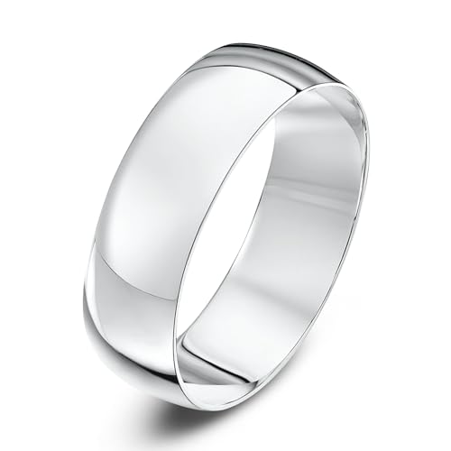 Theia Unisex Ehering Platin, massive D-Form, poliert, 6mm - Größe 59 (18.8) von Theia
