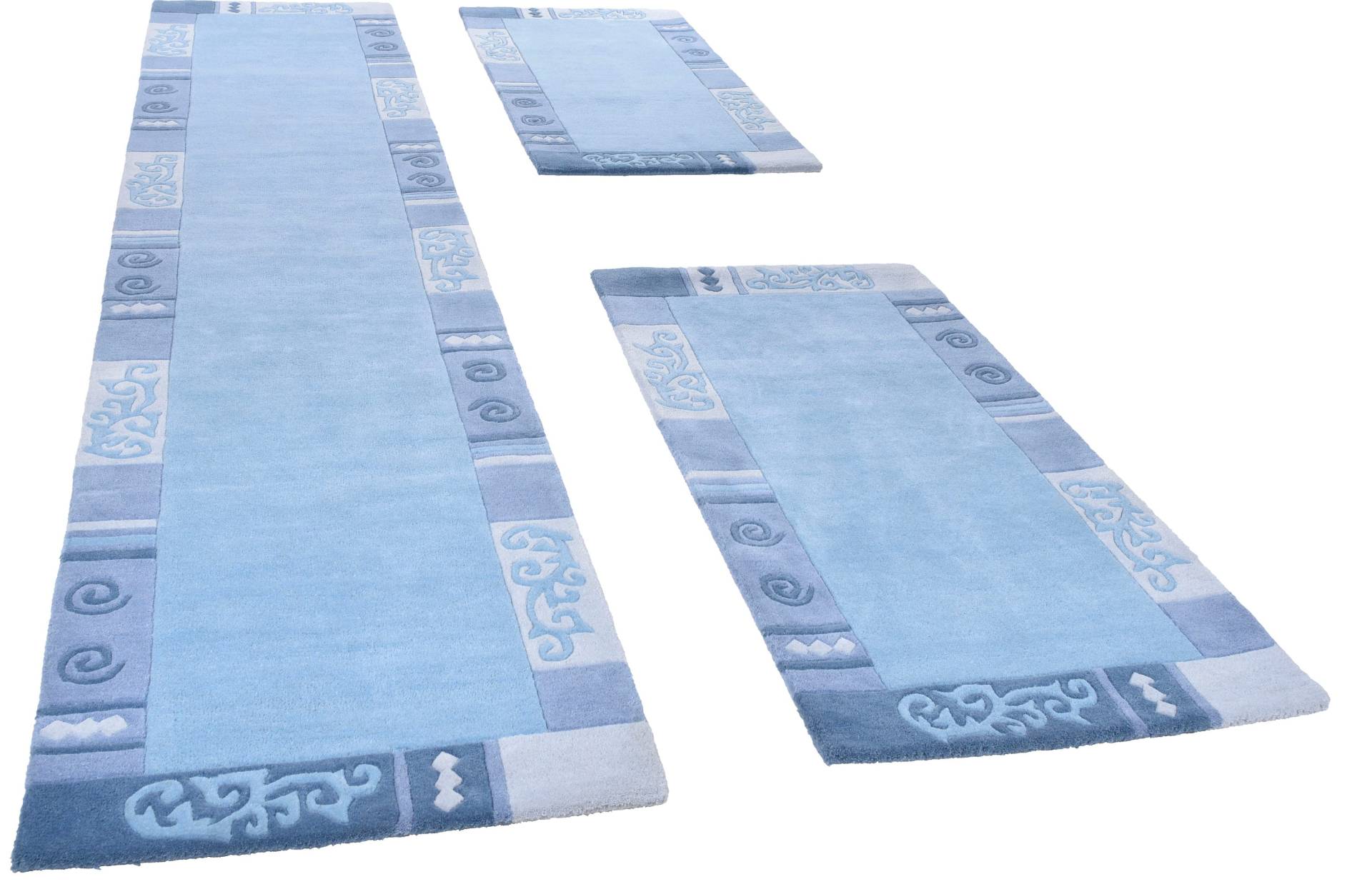 THEKO Bettumrandung "Ambadi" Höhe 14 mm 3 Stk. tlg. Bettvorleger, reine Wolle, mit Bordüre, Läufer-Set von Theko