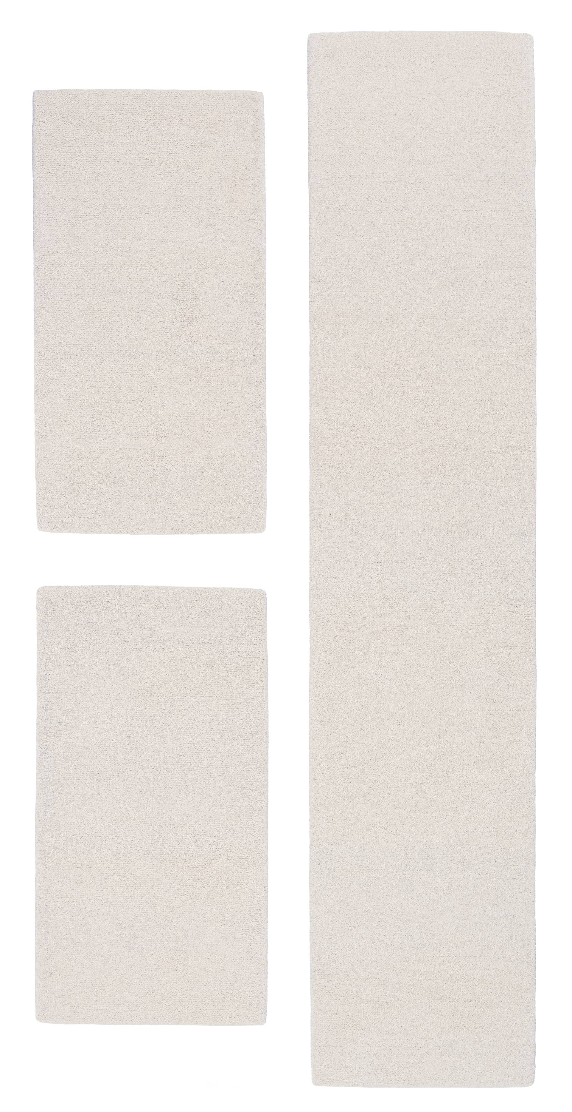 THEKO Bettumrandung "Royal Berber Uni" Höhe 18 mm 3 Stk. tlg. Bettvorleger, Läufer-Set, Berber Optik, reine Wolle von Theko