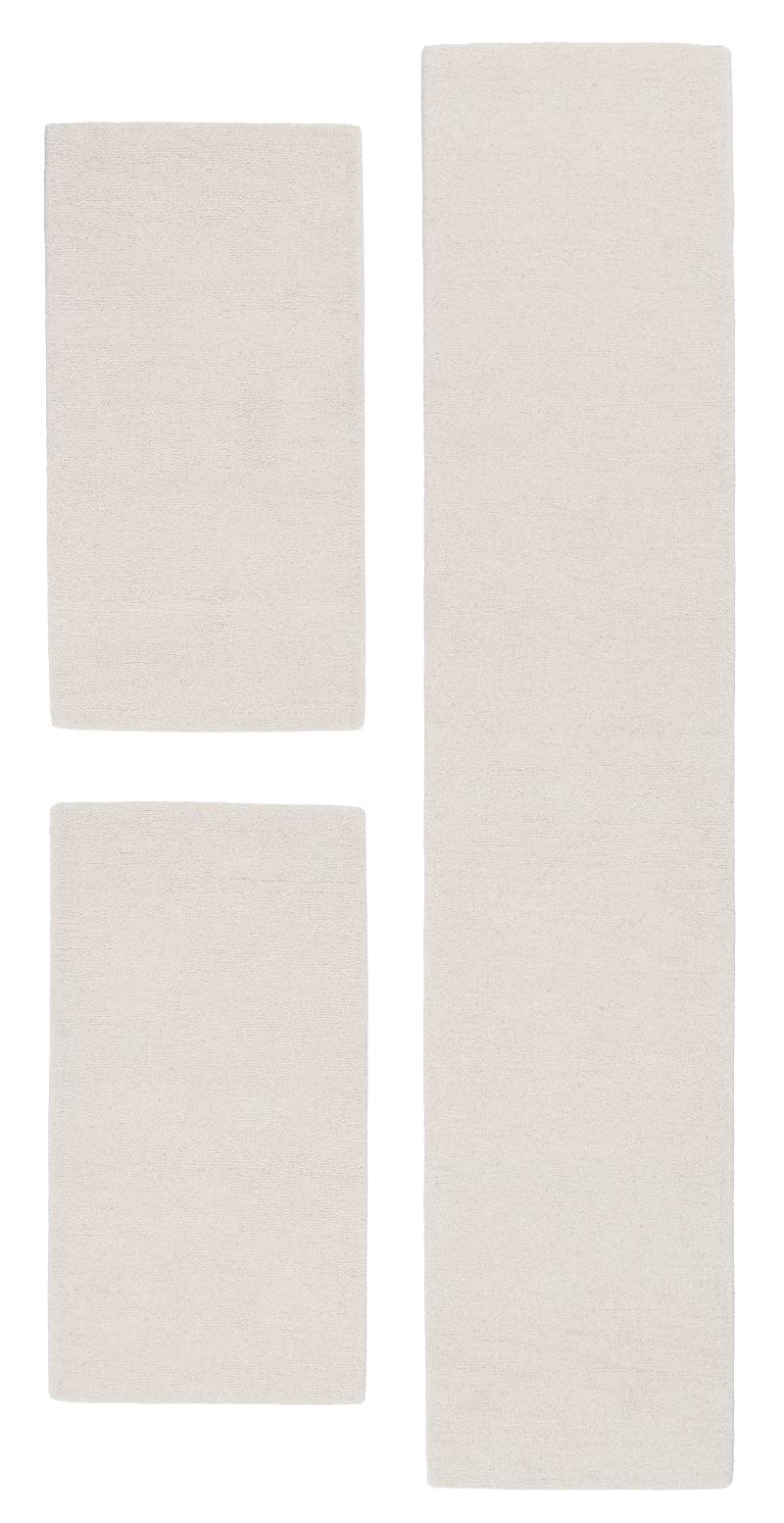 THEKO Bettumrandung "Royal Berber Uni" Höhe 18 mm 3 Stk. tlg. Bettvorleger, Läufer-Set, Berber Optik, reine Wolle von Theko