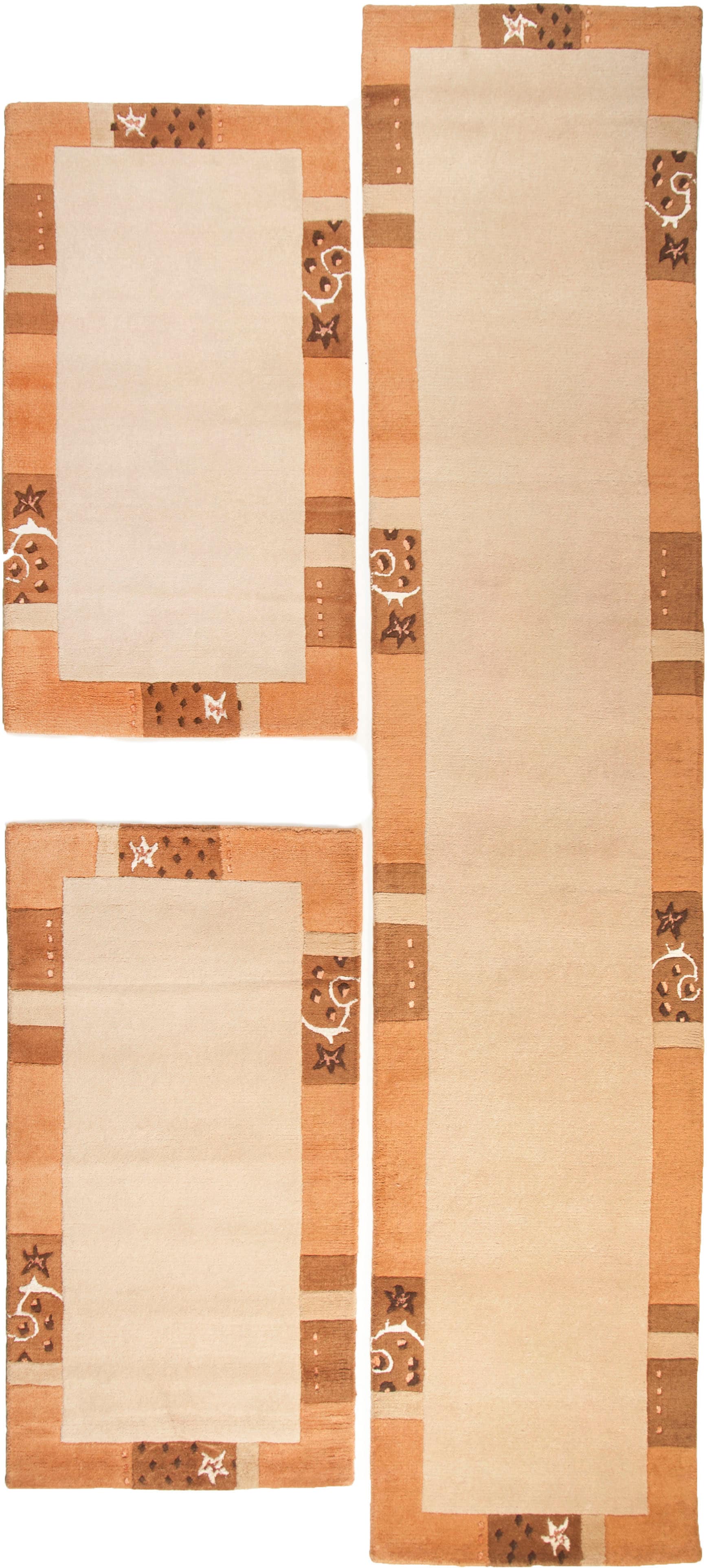 THEKO Bettumrandung "Royal Ganges" Höhe 13 mm 3 Stk. tlg. Bettvorleger, 3-teiliges Läufer-Set fürs Schlafzimmer, 100% Wolle von Theko