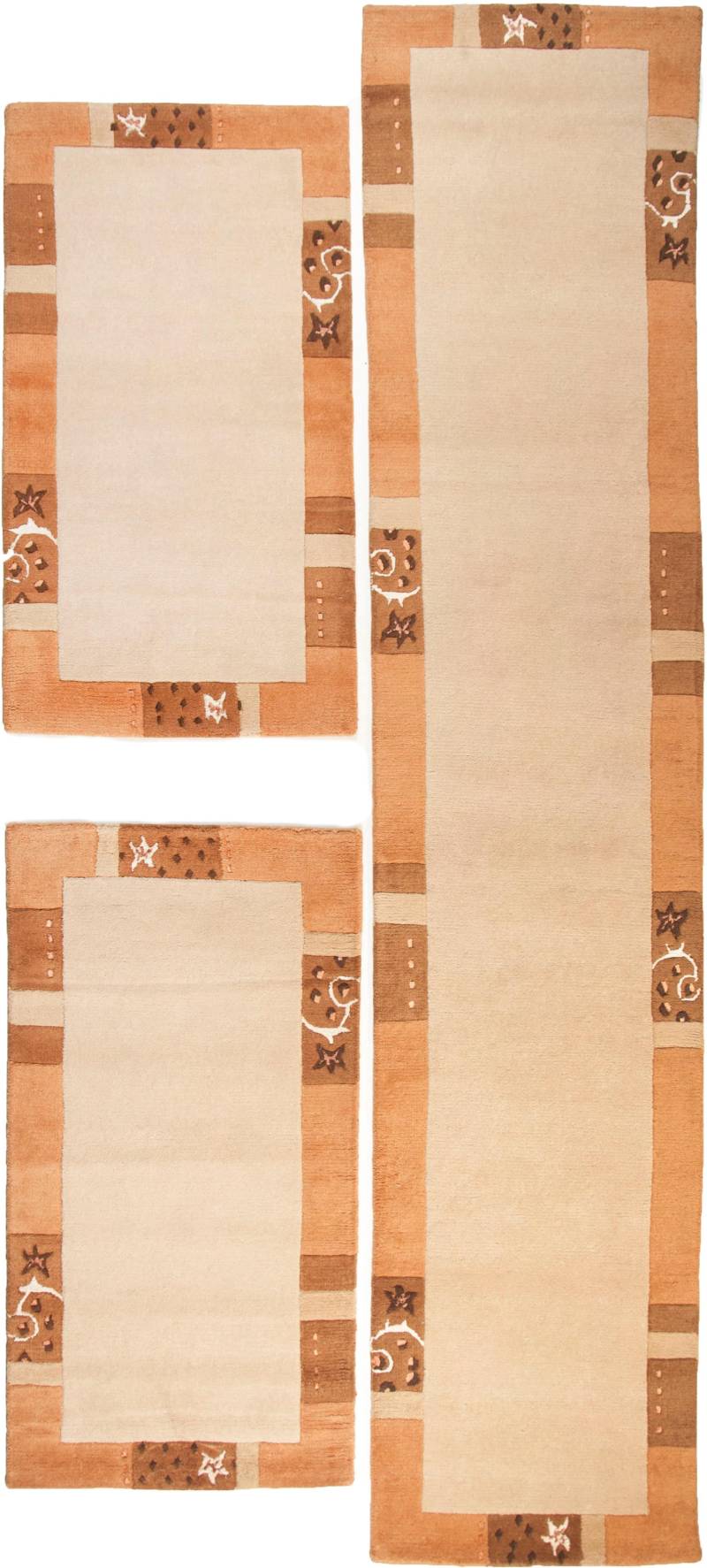 THEKO Bettumrandung "Royal Ganges" Höhe 13 mm 3 Stk. tlg. Bettvorleger, 3-teiliges Läufer-Set fürs Schlafzimmer, 100% Wolle von Theko