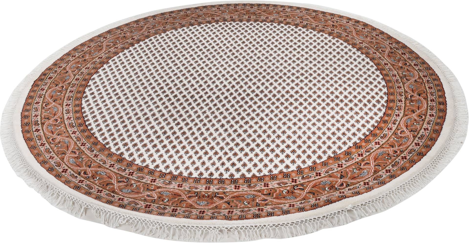 THEKO Orientteppich "Chandi Mir" rund 12 mm Höhe reine Wolle handgeknüpft, mit Fransen von Theko