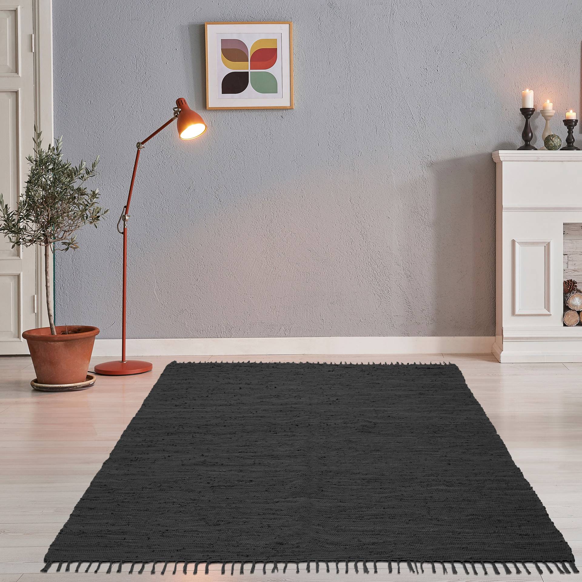 THEKO Teppich "Happy Cotton Fleckerl, handgewebt" rechteckig 5 mm Höhe Flachgewebe, reine Baumwolle, meliert, mit Fransen, auch als Läufer von Theko