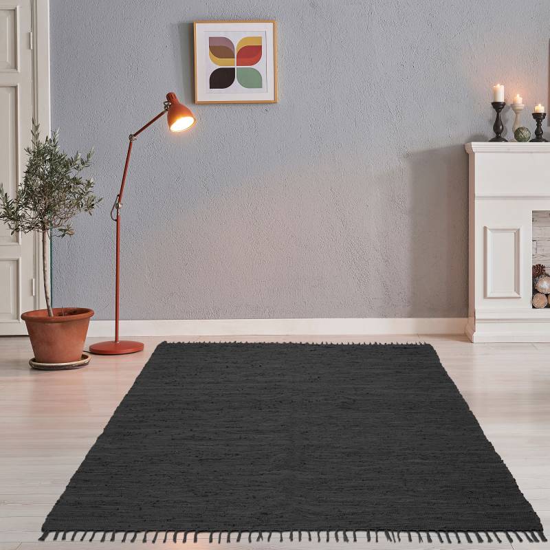 THEKO Teppich "Happy Cotton Fleckerl, handgewebt" rechteckig 5 mm Höhe Flachgewebe, reine Baumwolle, meliert, mit Fransen, auch als Läufer von Theko