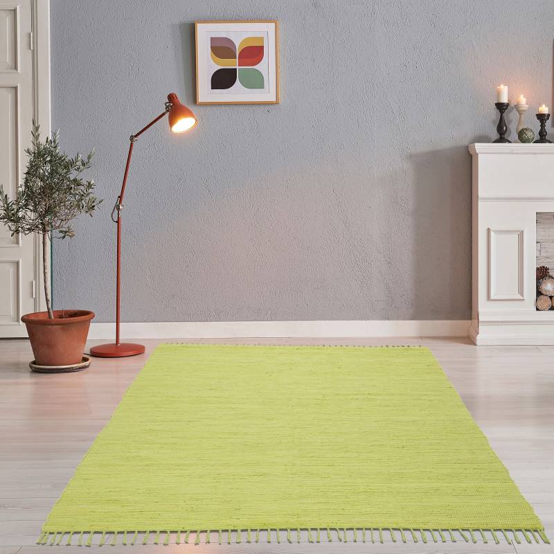 THEKO Teppich "Happy Cotton Fleckerl, handgewebt" rechteckig 5 mm Höhe Flachgewebe, reine Baumwolle, meliert, mit Fransen, auch als Läufer von Theko