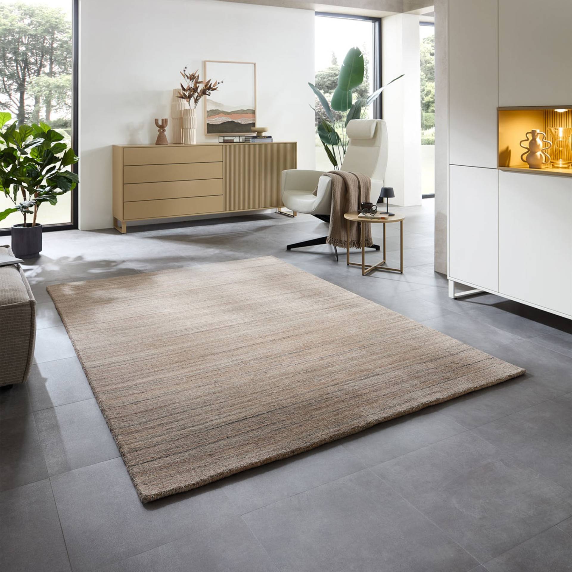 THEKO Teppich "San Diego" rechteckig 13 mm Höhe handgewebt, 60% Wolle, Knüpfoptik, meliert, leichter seidiger Glanz von Theko