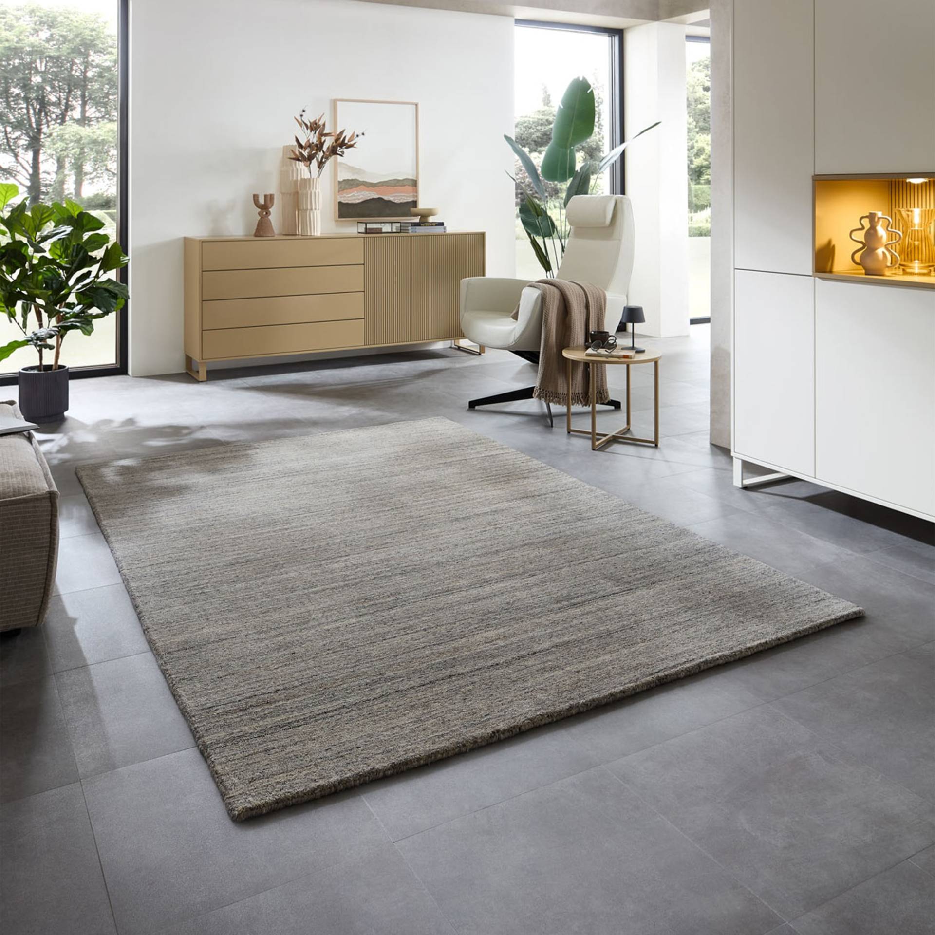 THEKO Teppich "San Diego" rechteckig 13 mm Höhe handgewebt, 60% Wolle, Knüpfoptik, meliert, leichter seidiger Glanz von Theko