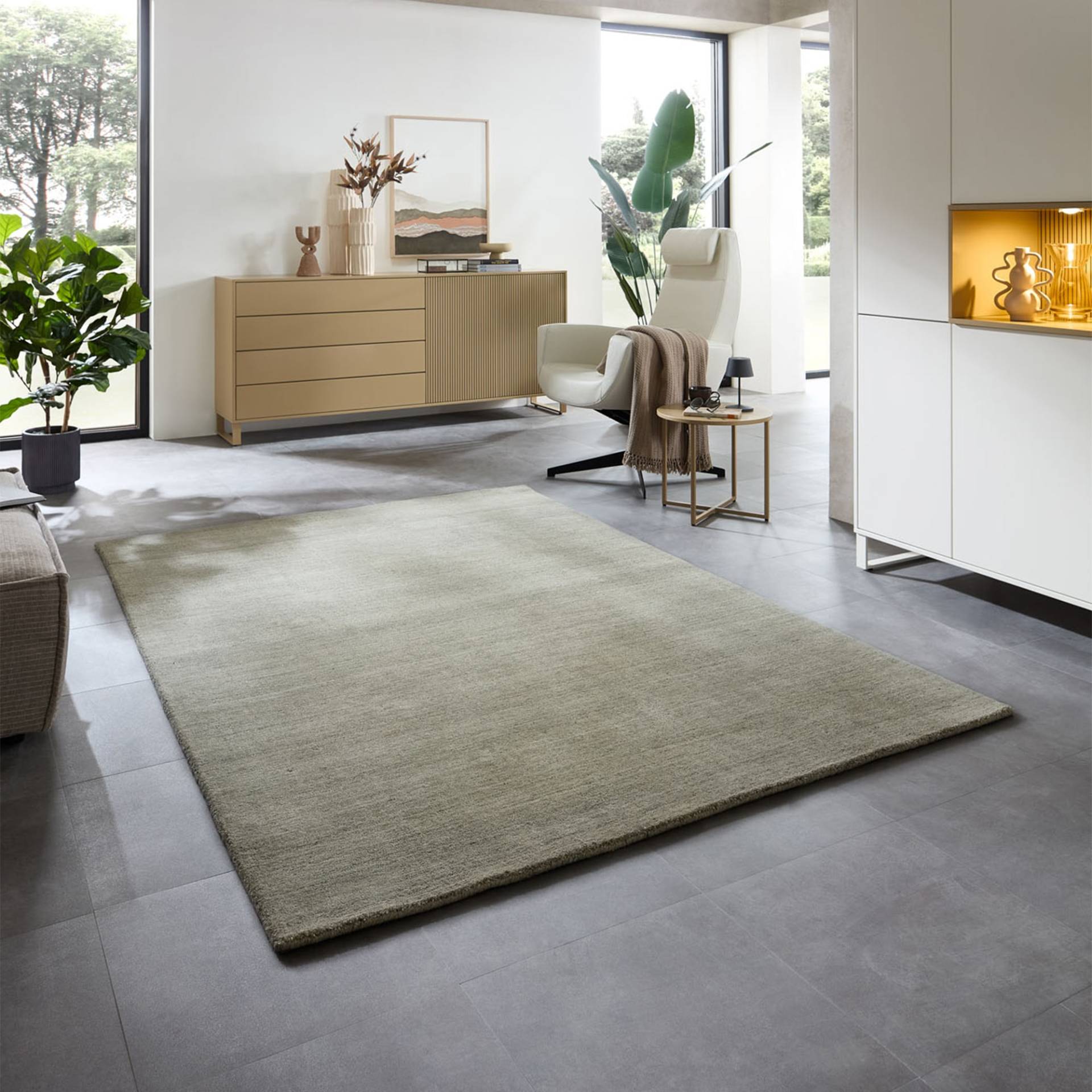 THEKO Teppich "San Diego" rechteckig 13 mm Höhe handgewebt, 60% Wolle, Knüpfoptik, meliert, leichter seidiger Glanz von Theko