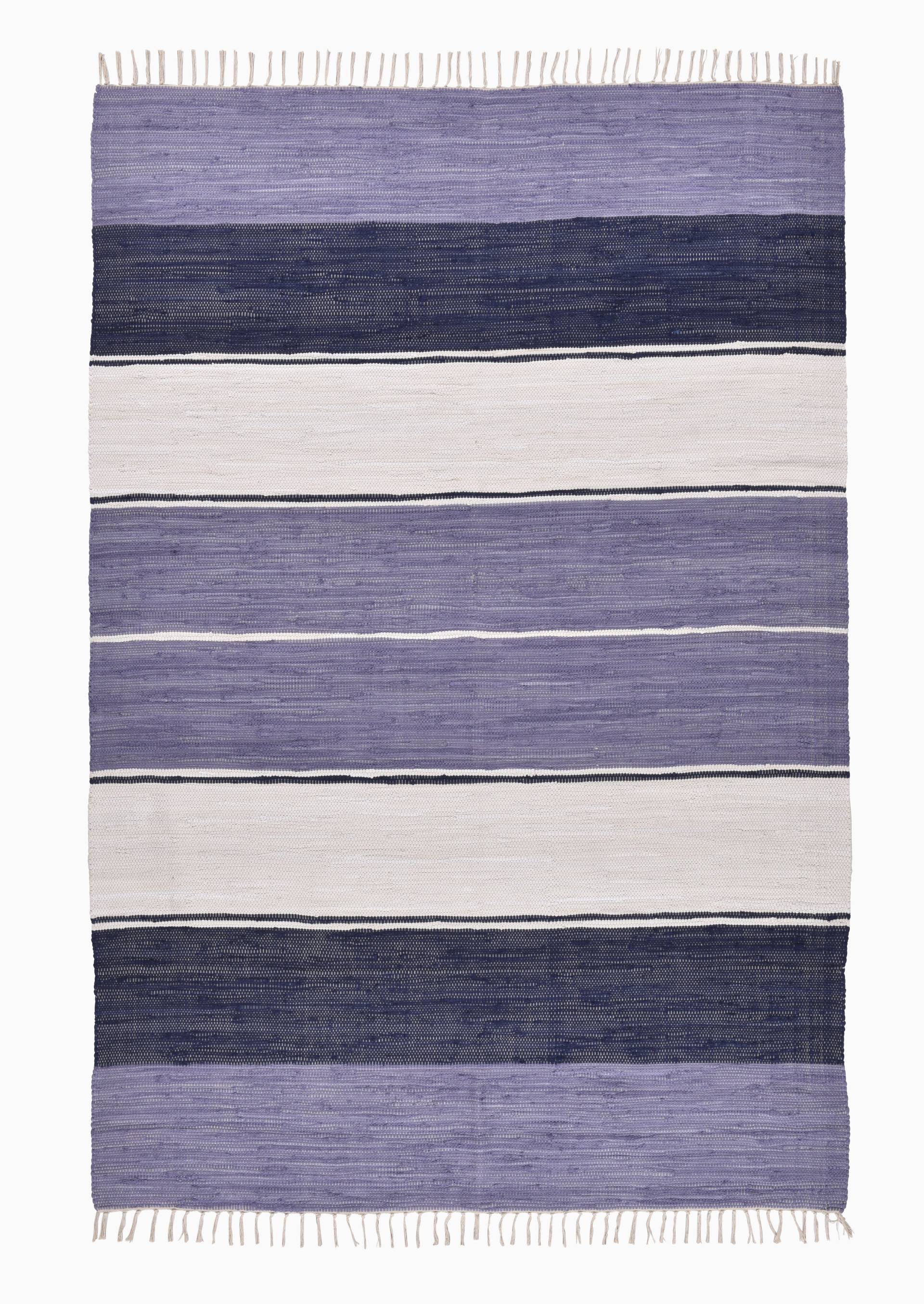 THEKO Teppich "Stripe Cotton, handgewebt" rechteckig 5 mm Höhe Flachgewebe, gestreift, reine Baumwolle, mit Fransen, auch als Läufer von Theko