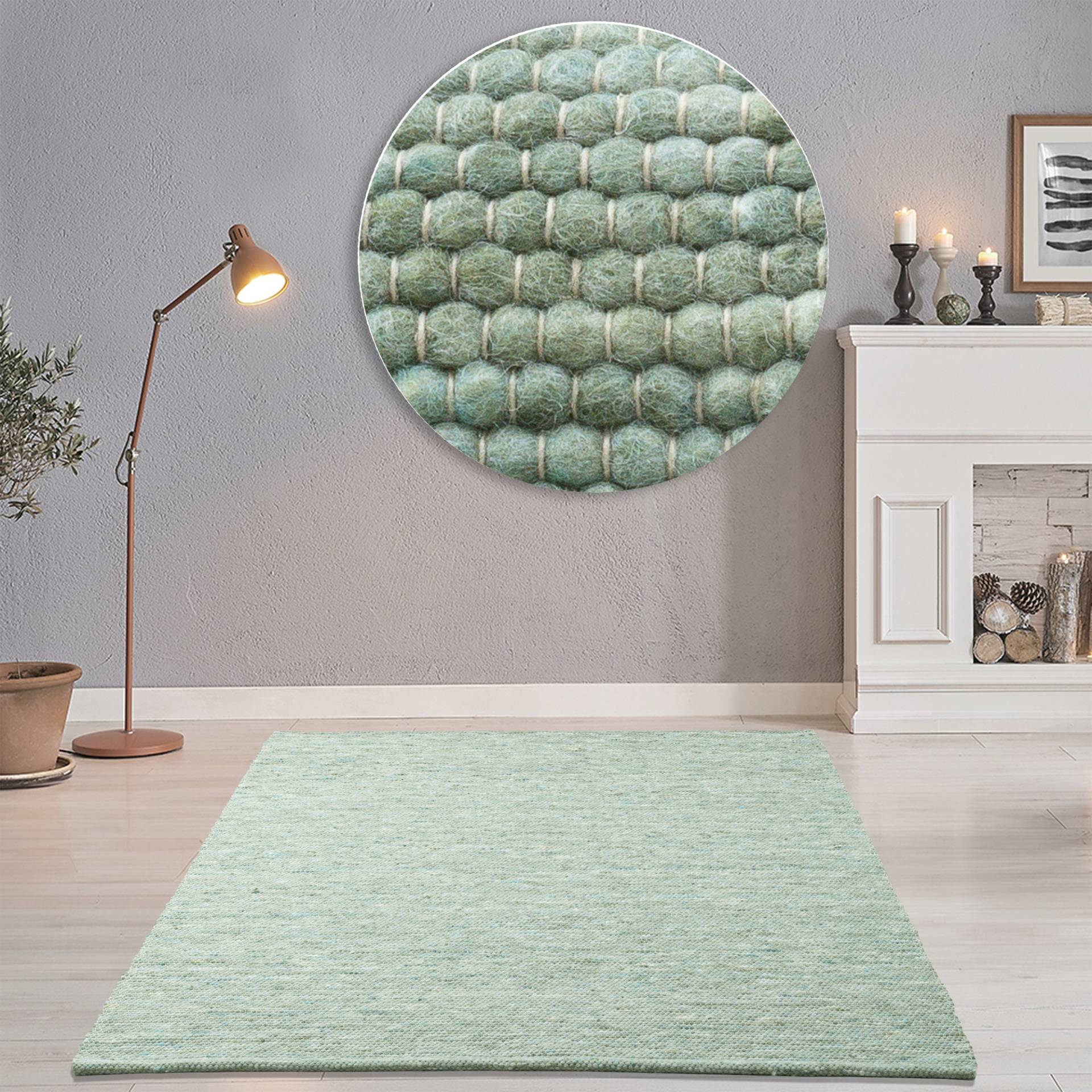 THEKO Wollteppich "Alpen" rechteckig 12 mm Höhe handgewebter Wendeteppich, meliert, reine Wolle, Wohnzimmer von Theko