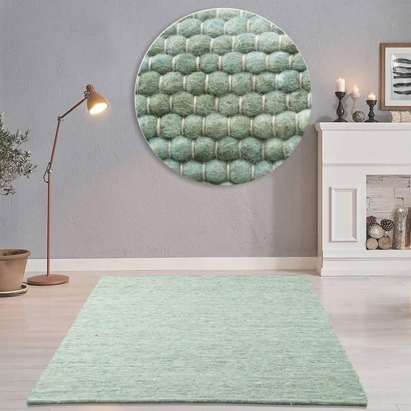 THEKO Wollteppich "Alpen" rechteckig 12 mm Höhe handgewebter Wendeteppich, meliert, reine Wolle, Wohnzimmer von Theko