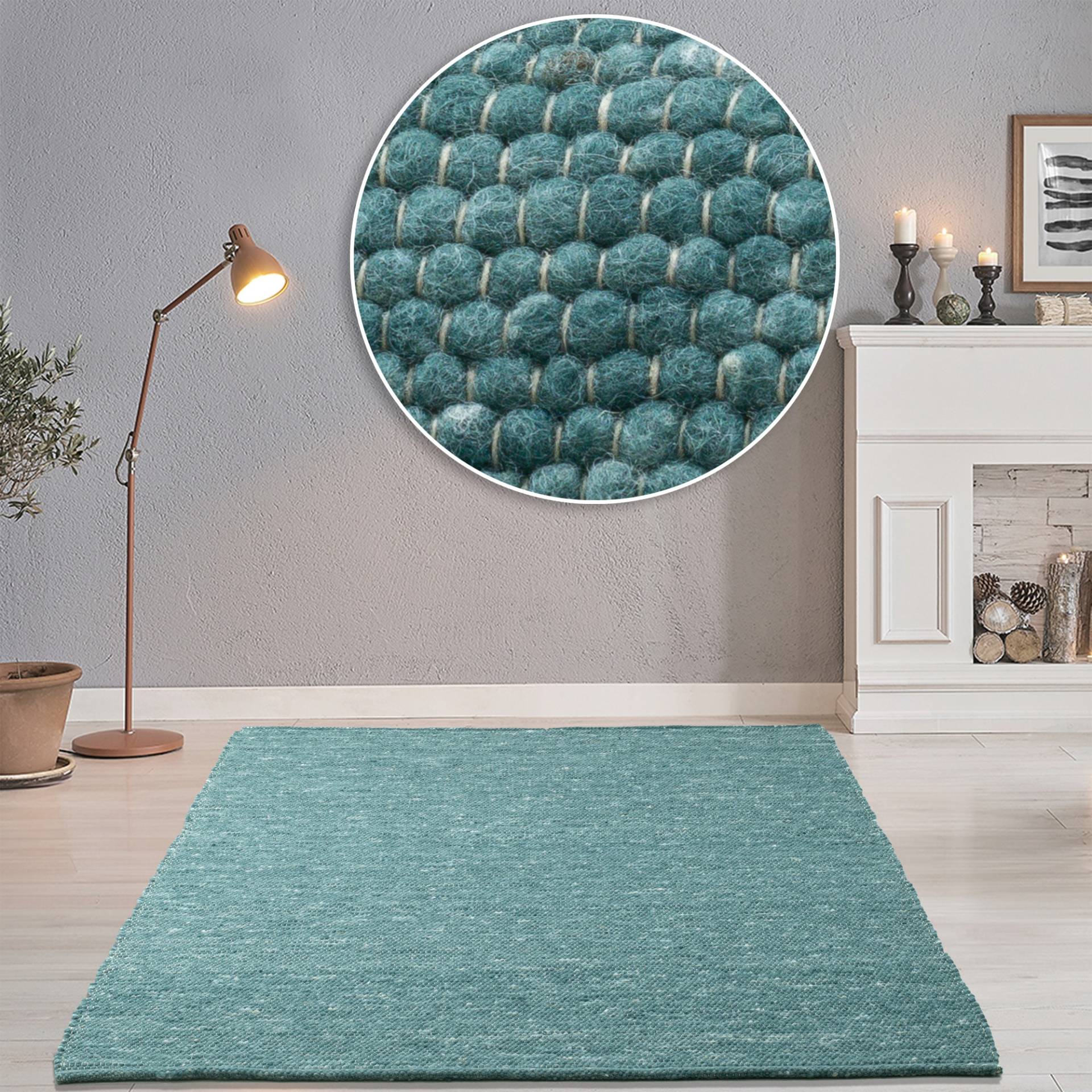 THEKO Wollteppich "Alpen" rechteckig 12 mm Höhe handgewebter Wendeteppich, meliert, reine Wolle, Wohnzimmer von Theko