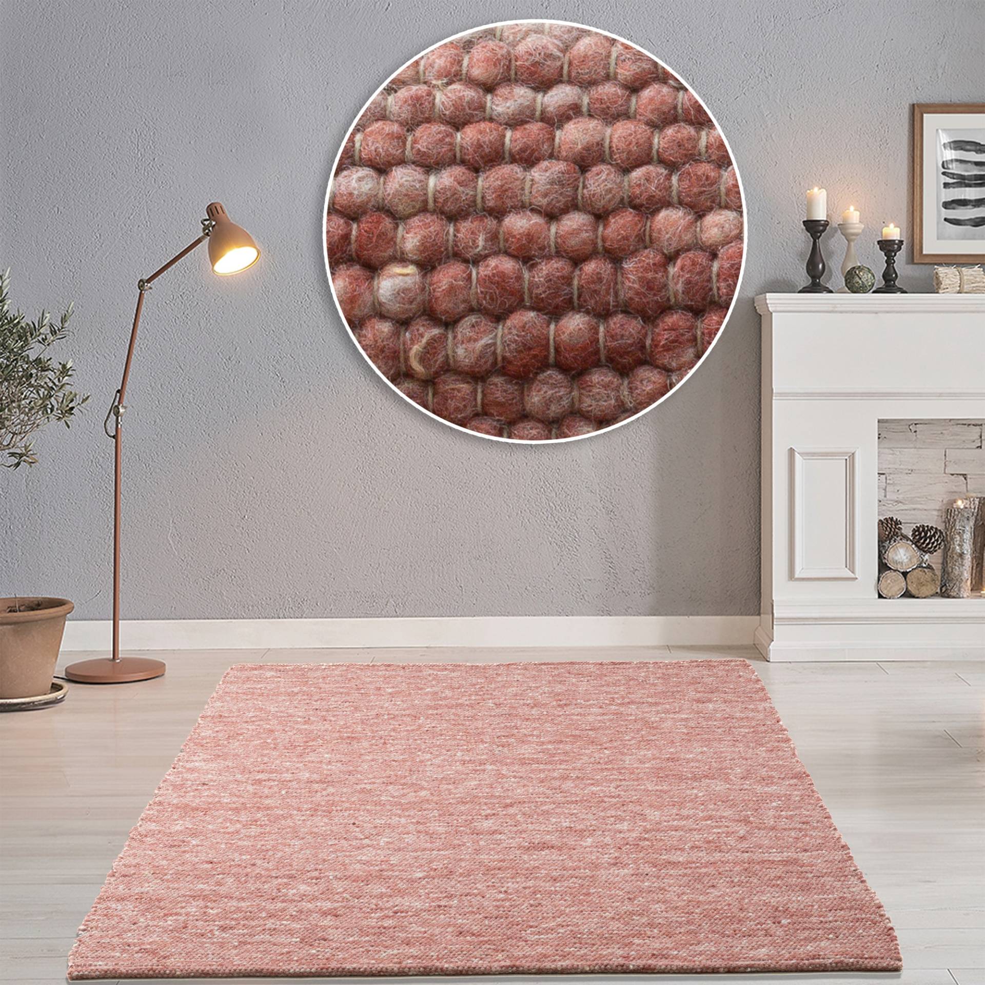 THEKO Wollteppich "Alpen" rechteckig 12 mm Höhe handgewebter Wendeteppich, meliert, reine Wolle, Wohnzimmer von Theko