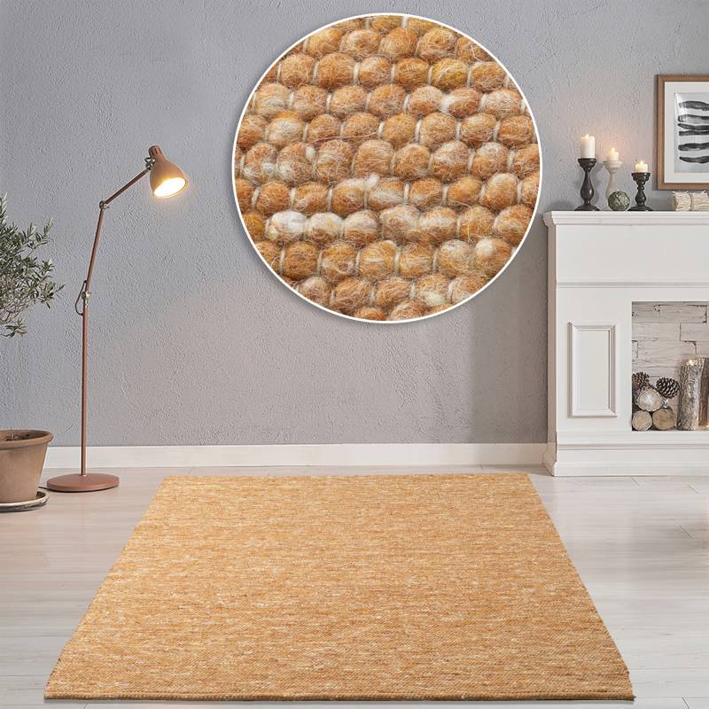 THEKO Wollteppich "Alpen" rechteckig 12 mm Höhe handgewebter Wendeteppich, meliert, reine Wolle, Wohnzimmer von Theko