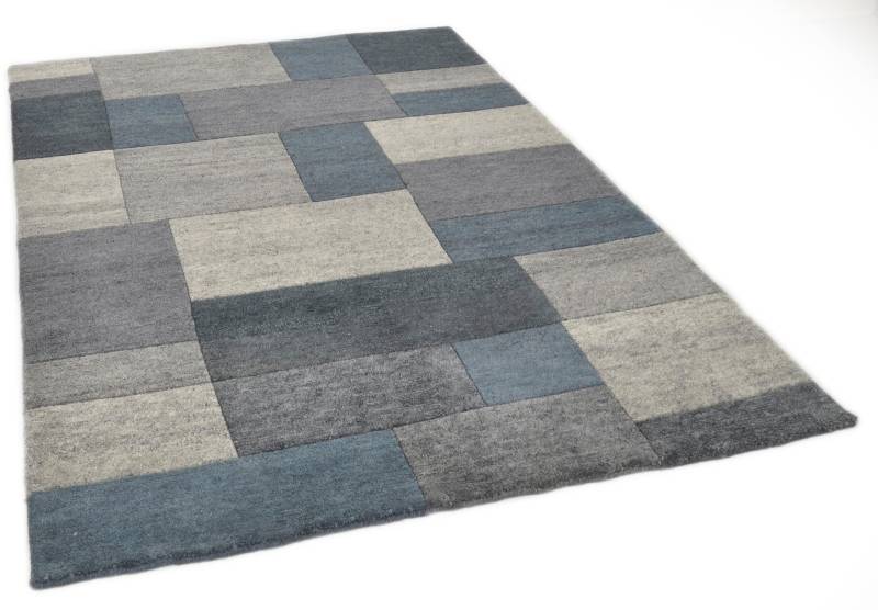 THEKO Wollteppich "Dalas - 7709" rechteckig 18 mm Höhe reine Wolle, handgeknüpft, Patchwork Design von Theko