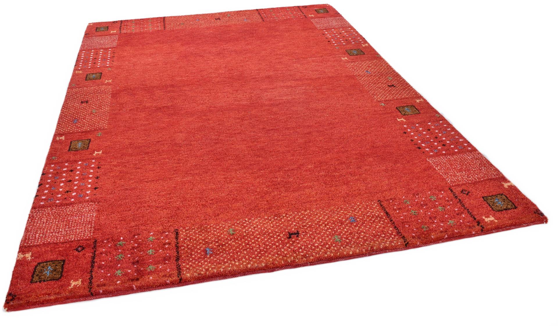 THEKO Wollteppich "Denver 1999" rechteckig 16 mm Höhe reine Wolle, Gabbeh Design, handgeknüpft, mit Bordüre von Theko