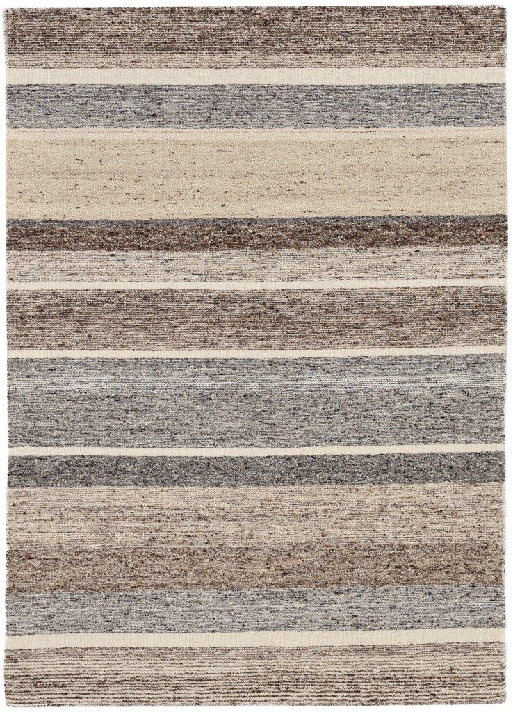 THEKO Wollteppich "Ehrwald TK-155" rechteckig 12 mm Höhe Wendeteppich, besonders flach, reine Wolle, handgewebt, gestreift von Theko