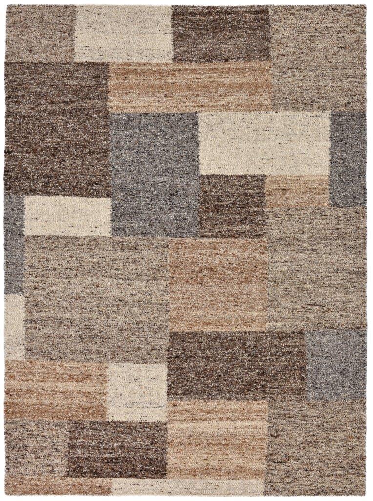 THEKO Wollteppich "Ehrwald TK-156" rechteckig 12 mm Höhe Wendeteppich, besonders flach, reine Wolle, handgewebt, warme Farben von Theko