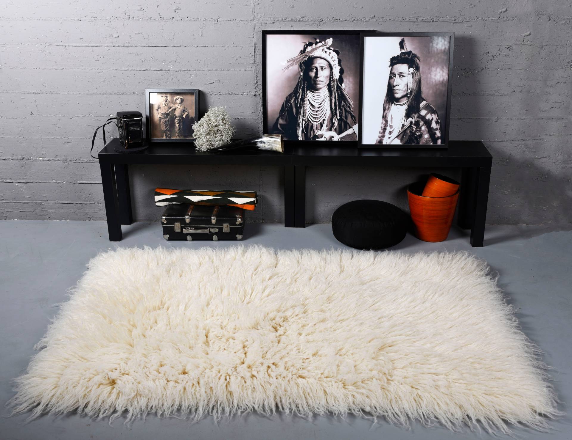 THEKO Wollteppich "Flokati XXL" rechteckig 100 mm Höhe original griechischer Flokati, Hochflor, Uni-Farben, reine Wolle von Theko