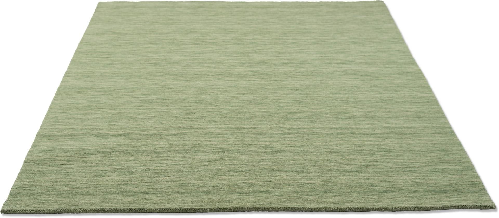 THEKO Wollteppich "Holi", rechteckig, Uni-Farben, leicht meliert, reine Wolle, handgewebt mit Knüpfoptik von Theko