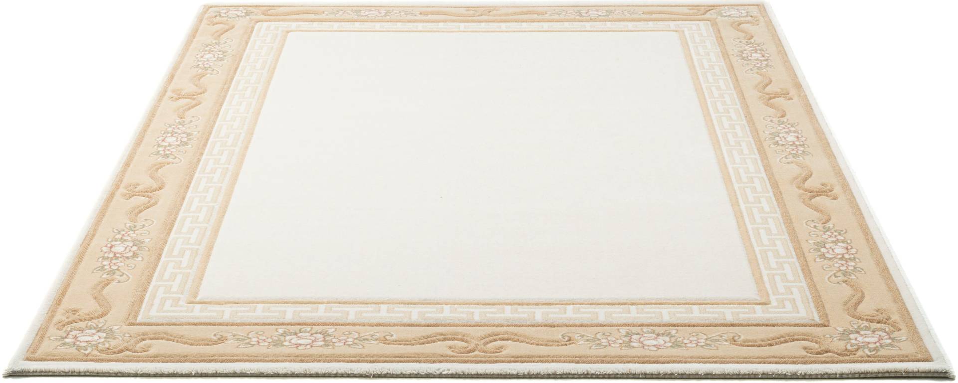 THEKO Wollteppich "Pelinia 7745" rechteckig 12 mm Höhe Kurzflor, Uni Farben, mit Bordüre, reine Wolle von Theko