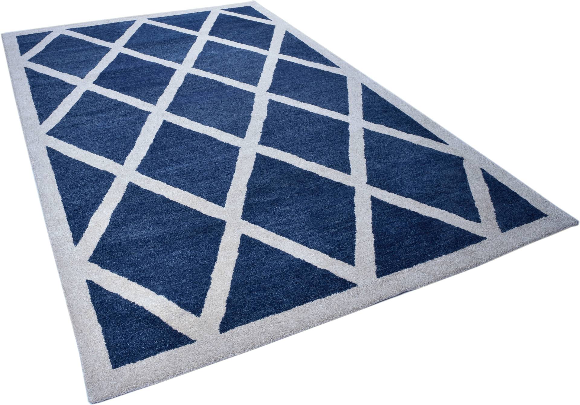 THEKO Wollteppich "Royal Design" rechteckig 14 mm Höhe reine Wolle, Rauten Design, ideal im Wohnzimmer & Schlafzimmer von Theko