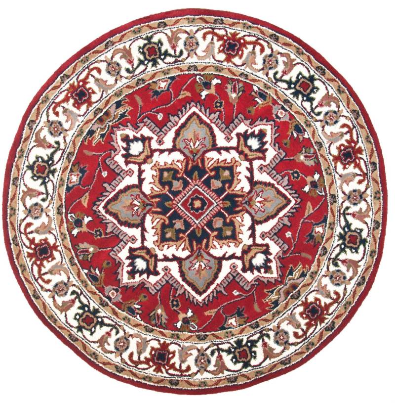 THEKO Wollteppich "Royal Heriz" rund 14 mm Höhe reine Wolle, Orient-Optik, ideal im Wohnzimmer & Schlafzimmer von Theko