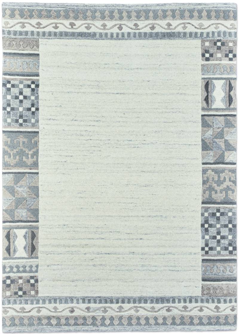 THEKO Wollteppich "Royal Natur 6030" rechteckig 14 mm Höhe reine Wolle, handgetuftet, mit Bordüre von Theko