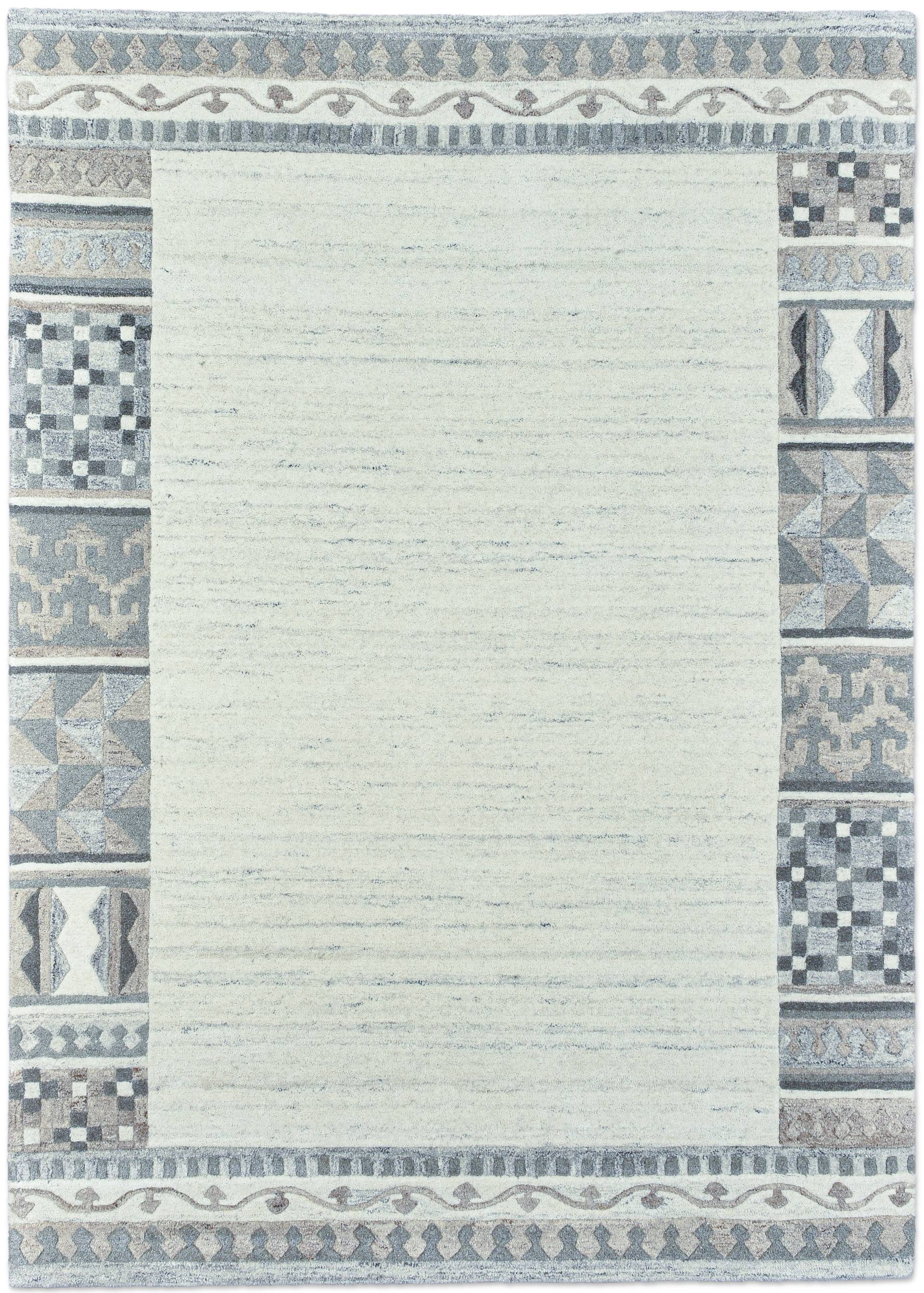 THEKO Wollteppich "Royal Natur 6030" rechteckig 14 mm Höhe reine Wolle, handgetuftet, mit Bordüre von Theko