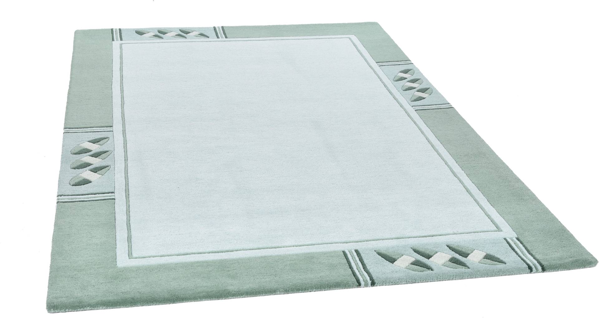 THEKO Wollteppich "Royal Nepali 3029" rechteckig 15 mm Höhe reine Wolle, handgetuftet, modernes Design, mit Bodüre von Theko